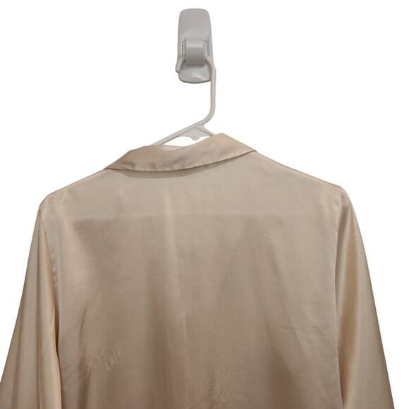 Jones New York Long Sleeve Satin Button Down Blouse Beige Size Medium - Picture 6 of 7